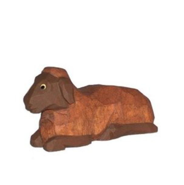 Schaf dunkel, liegend Kopf hoch