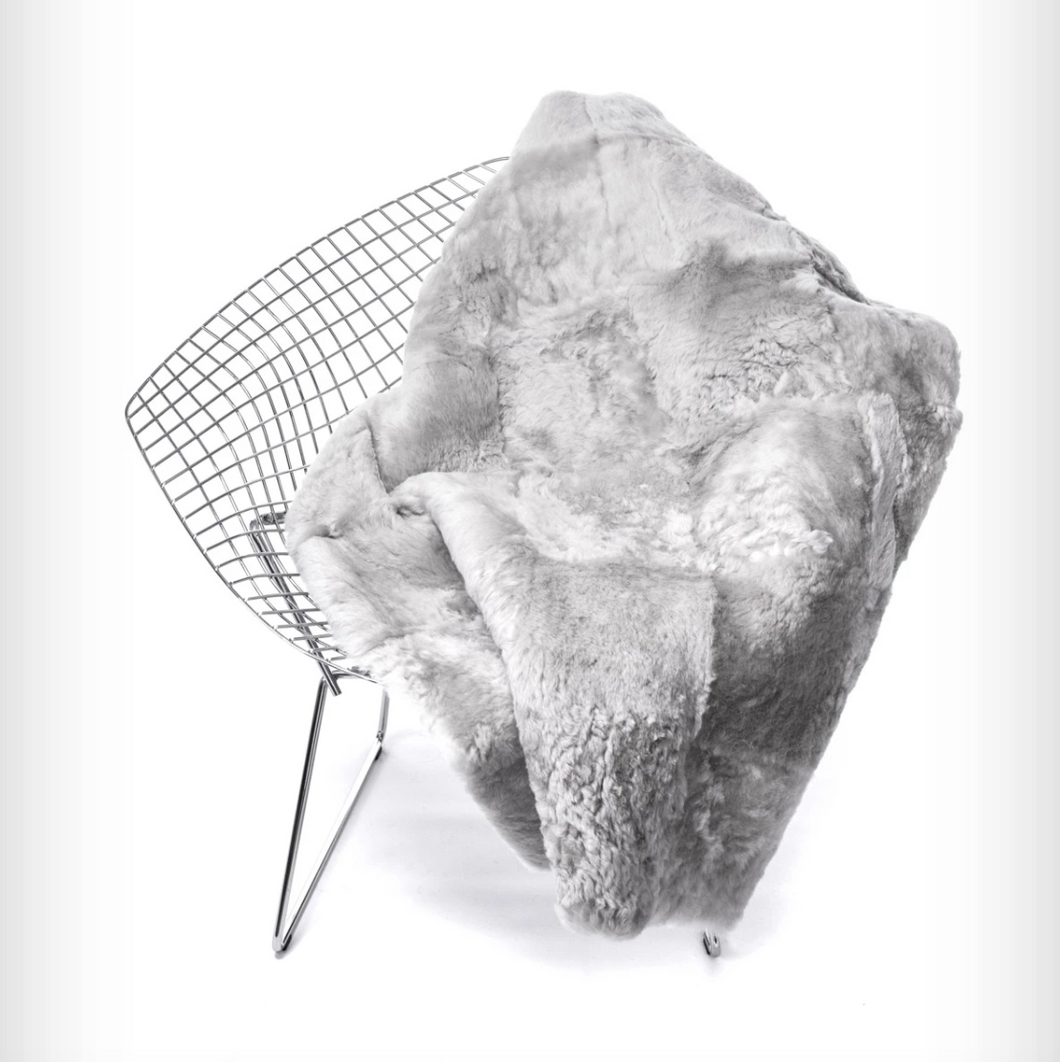Plaid sheepskin 120x180cm silver