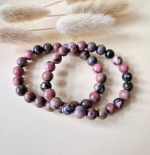 Edelsteinarmband mit 8mm runden Perlen - Rhodonit