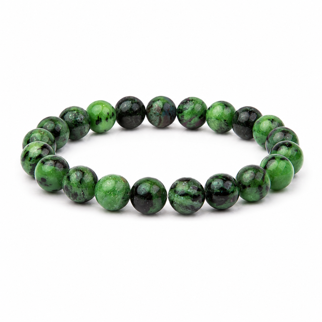 Ruby Zoisite Edelstein Armband ca. 18,5 cm runde Perlen