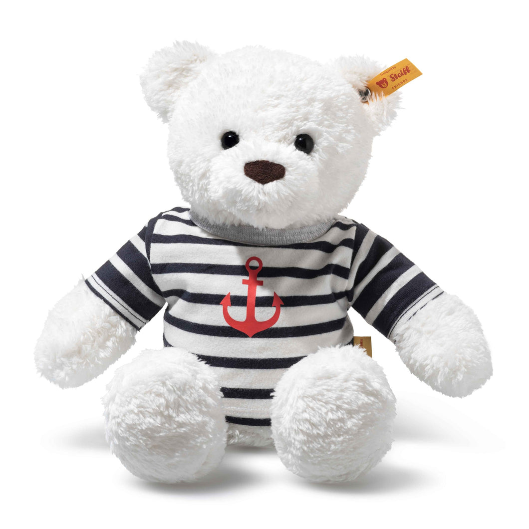 Teddybaer Manni weiss 30 cm mit T-shirt