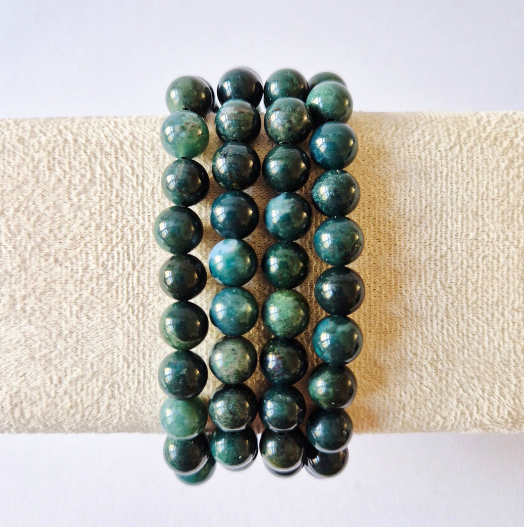 Dunkler Moosachat – Edelsteinarmband 8 mm
