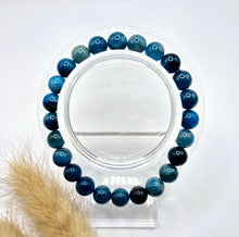 Armband aus blauer Apatit-Edelsteinkugel, 8 mm