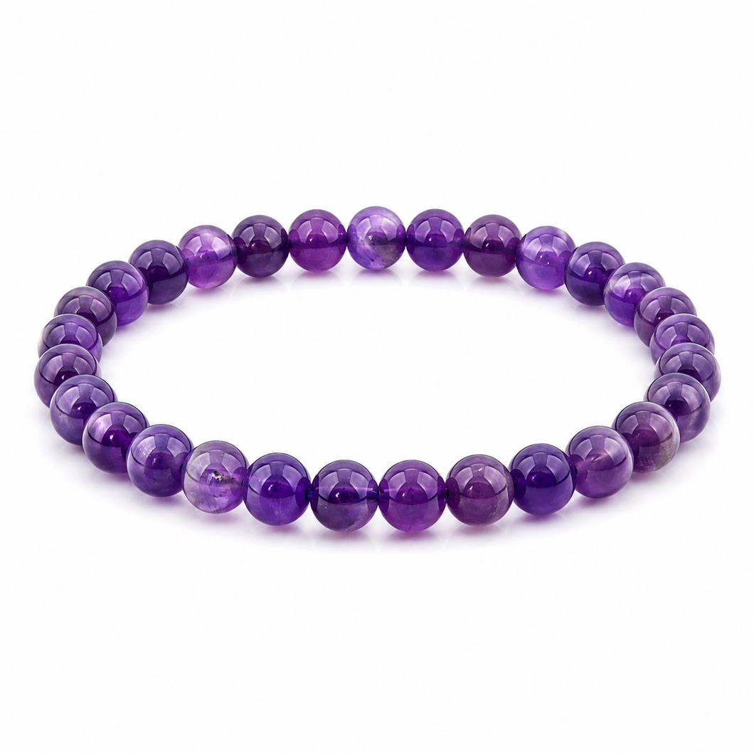 Amethyst Edelstein Armband ca. 18,5 cm runde Perlen