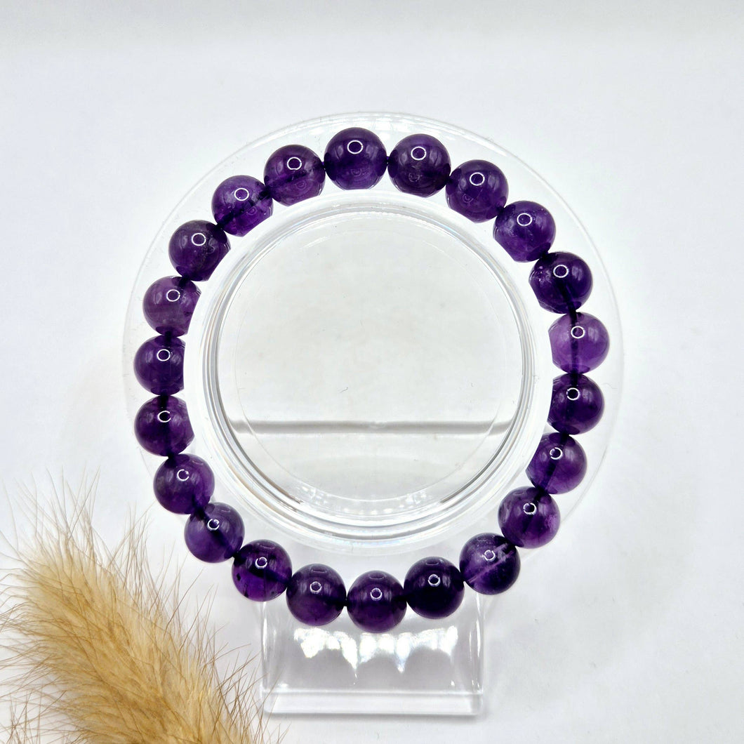 Edelsteinarmband mit 8 mm Rundperlen – Amethyst