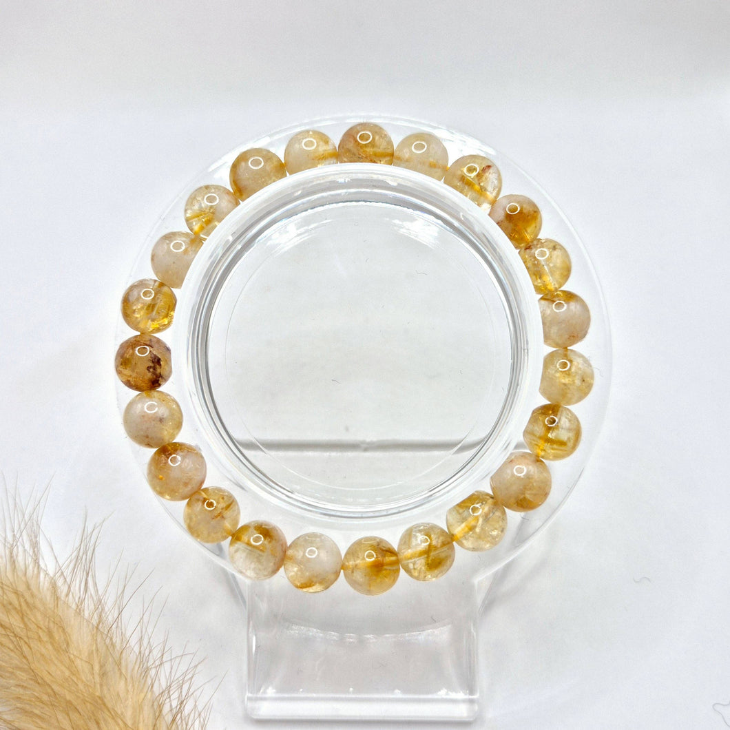 Edelsteinarmband mit 8 mm Rundperlen – Citrin