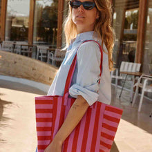 TASCHE ELISABETH STREIFEN ORCHIDEE / TOMATE