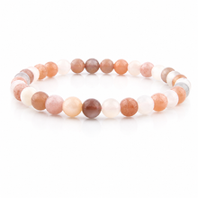 Mix Moonstone Edelstein Armband ca. 18,5 cm runde Perlen