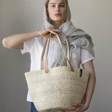 Shoulderbag L, Sisal, Weiß