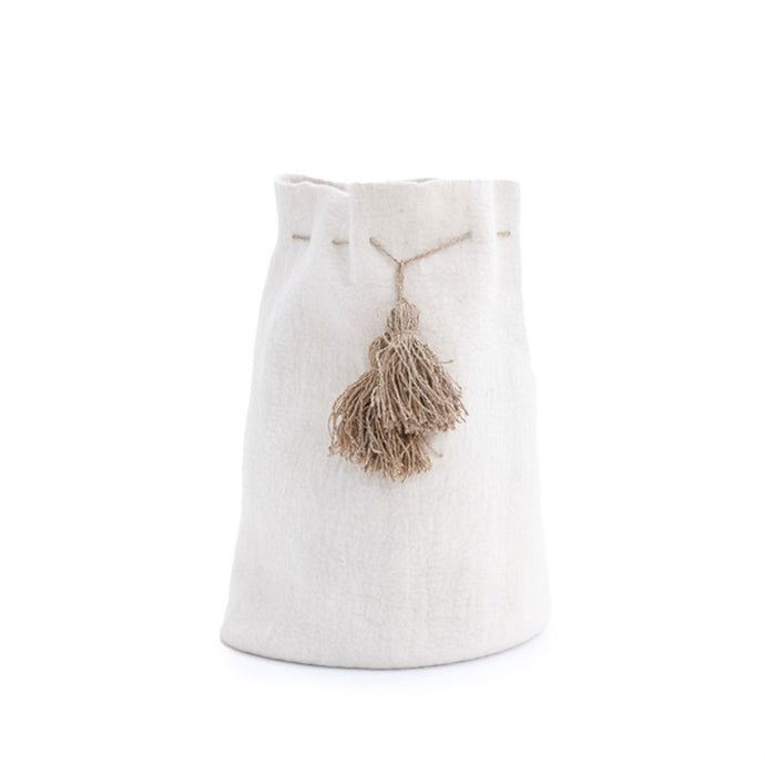 Filzkorb High Calabash XXL mit Pompons