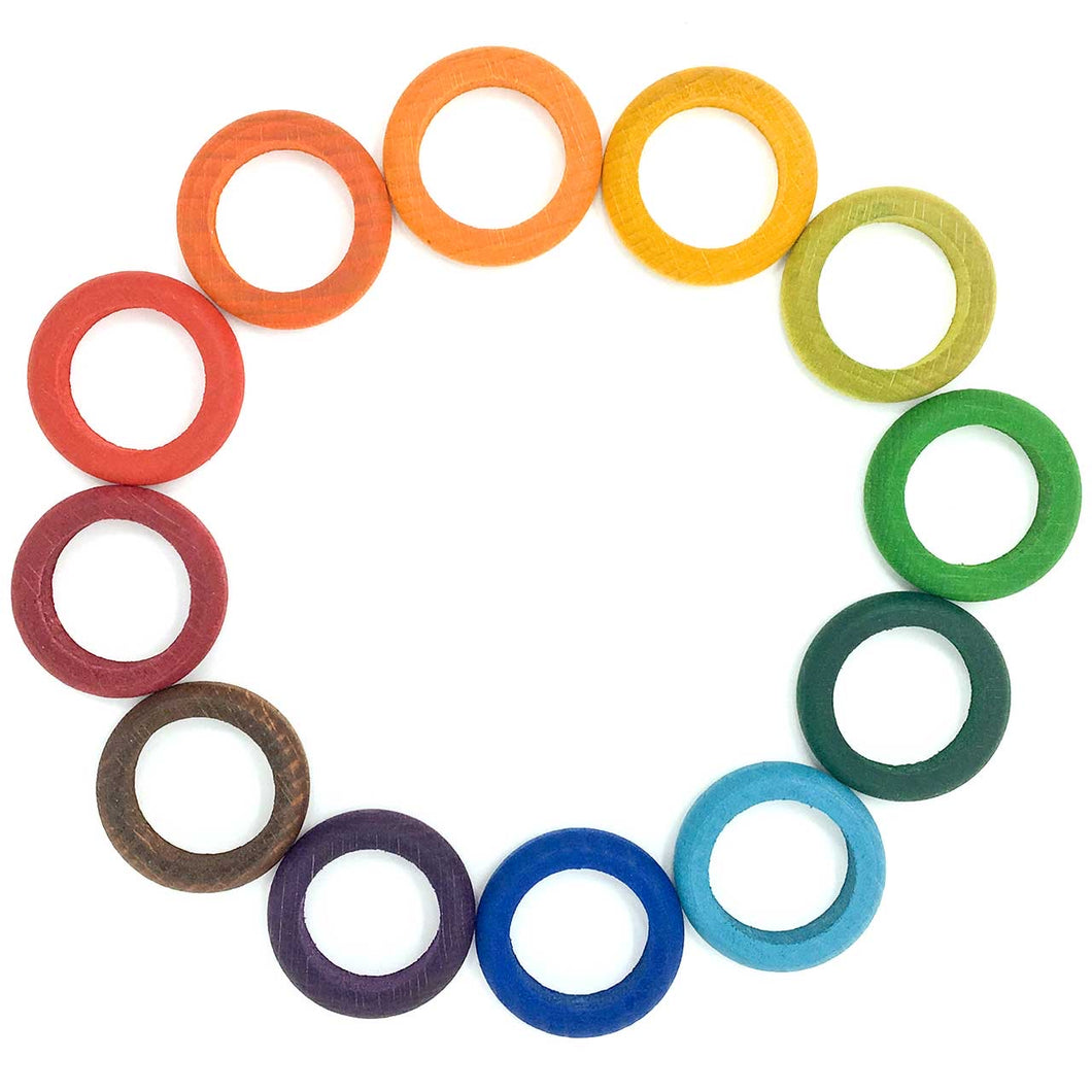 12 farbige Holz-Ringe